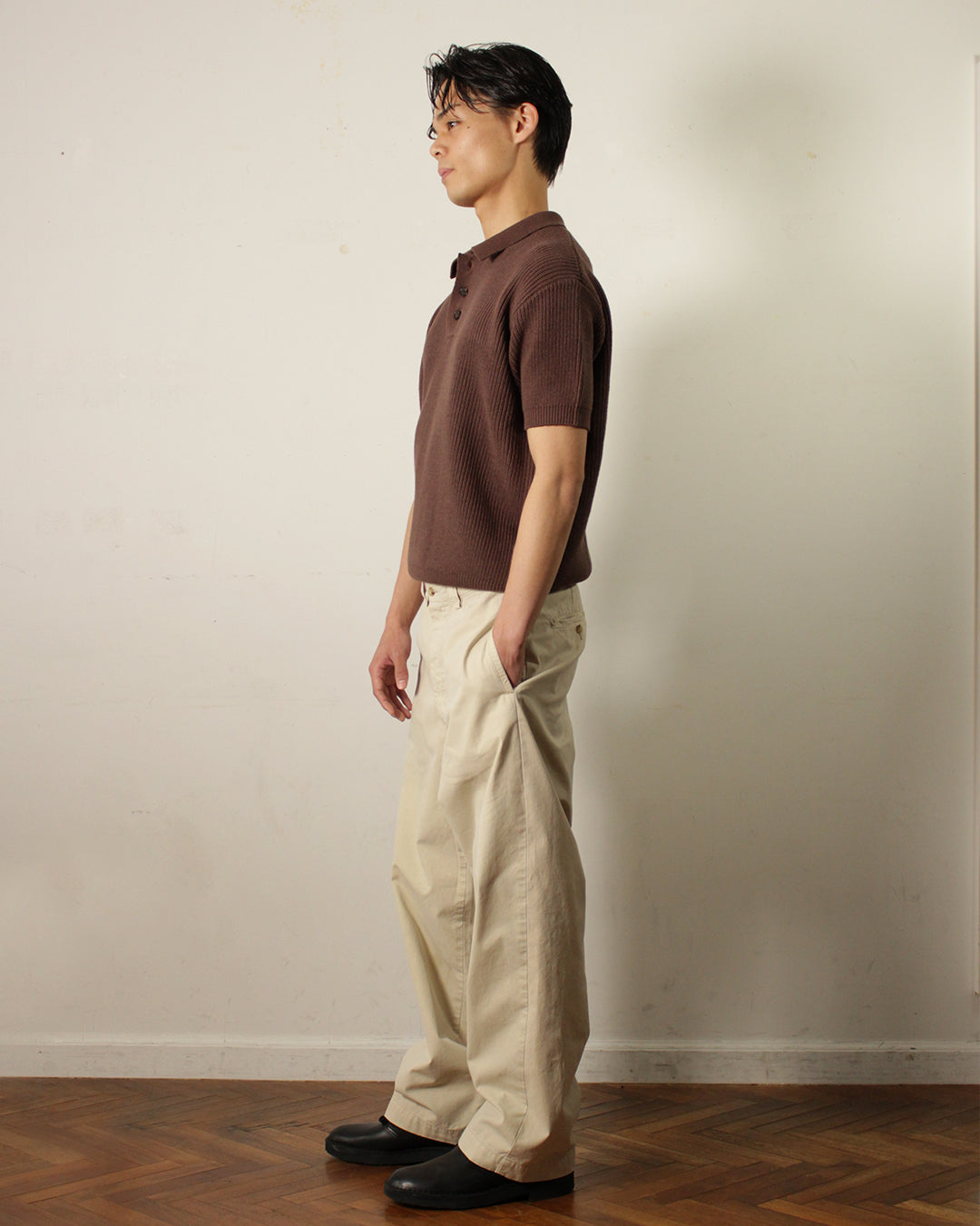 Knit Polo Shirt - Brown