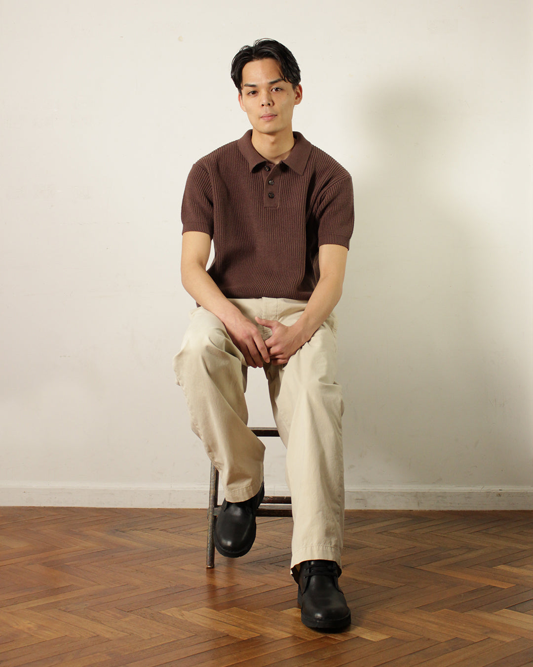 Knit Polo Shirt - Brown
