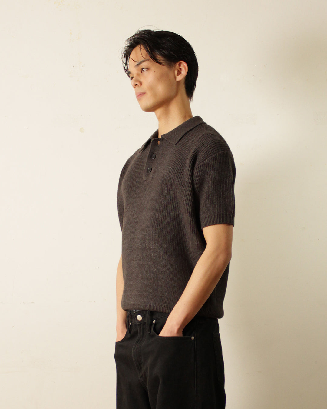 Knit Polo Shirt - Gray