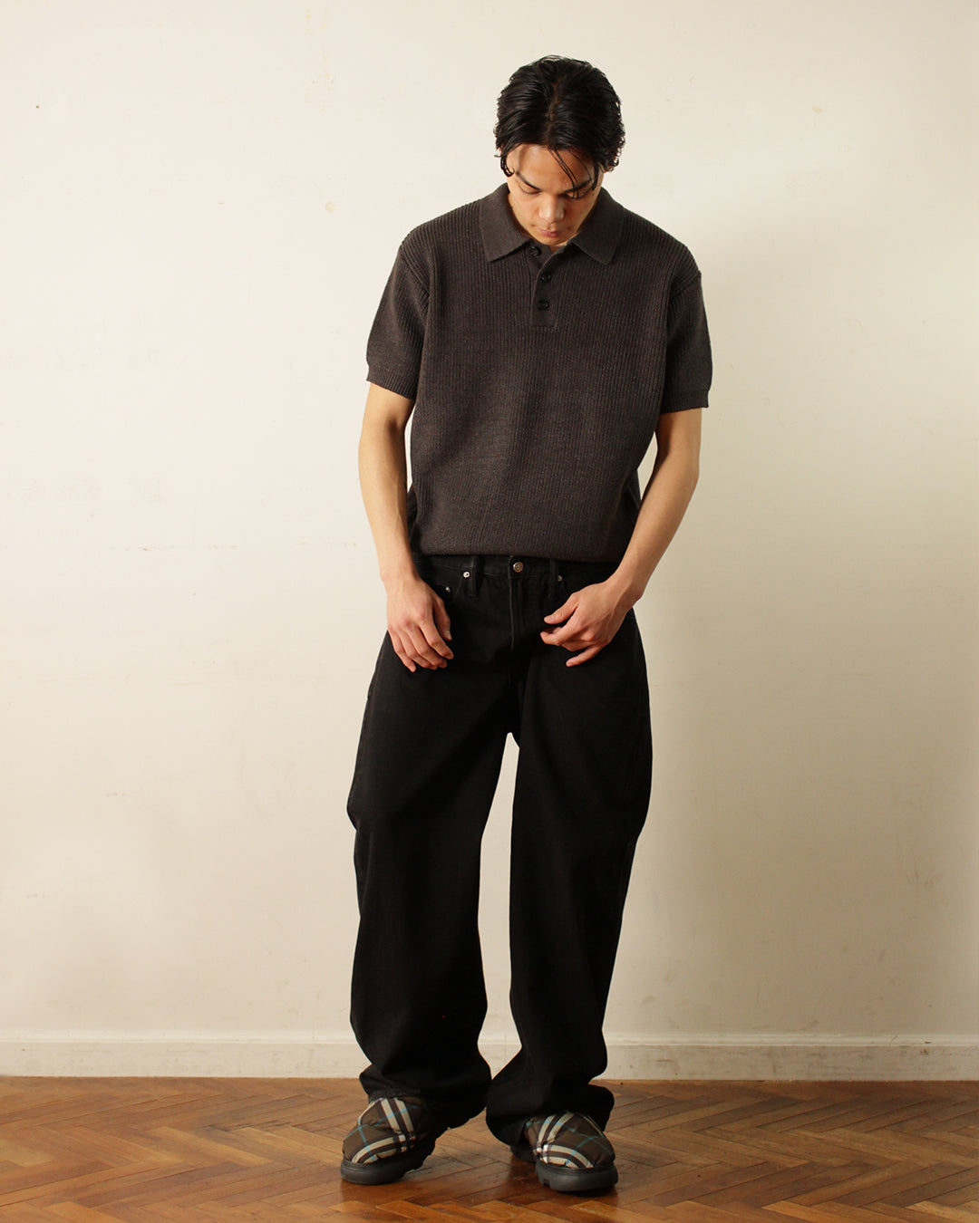 Knit Polo Shirt - Gray