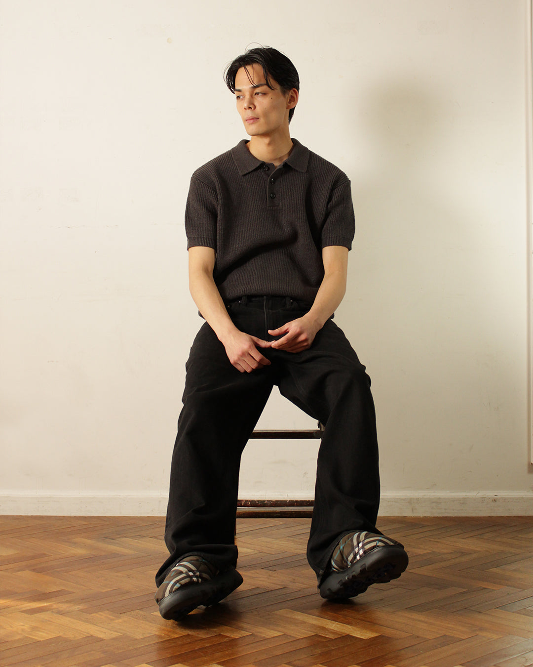 Knit Polo Shirt - Gray