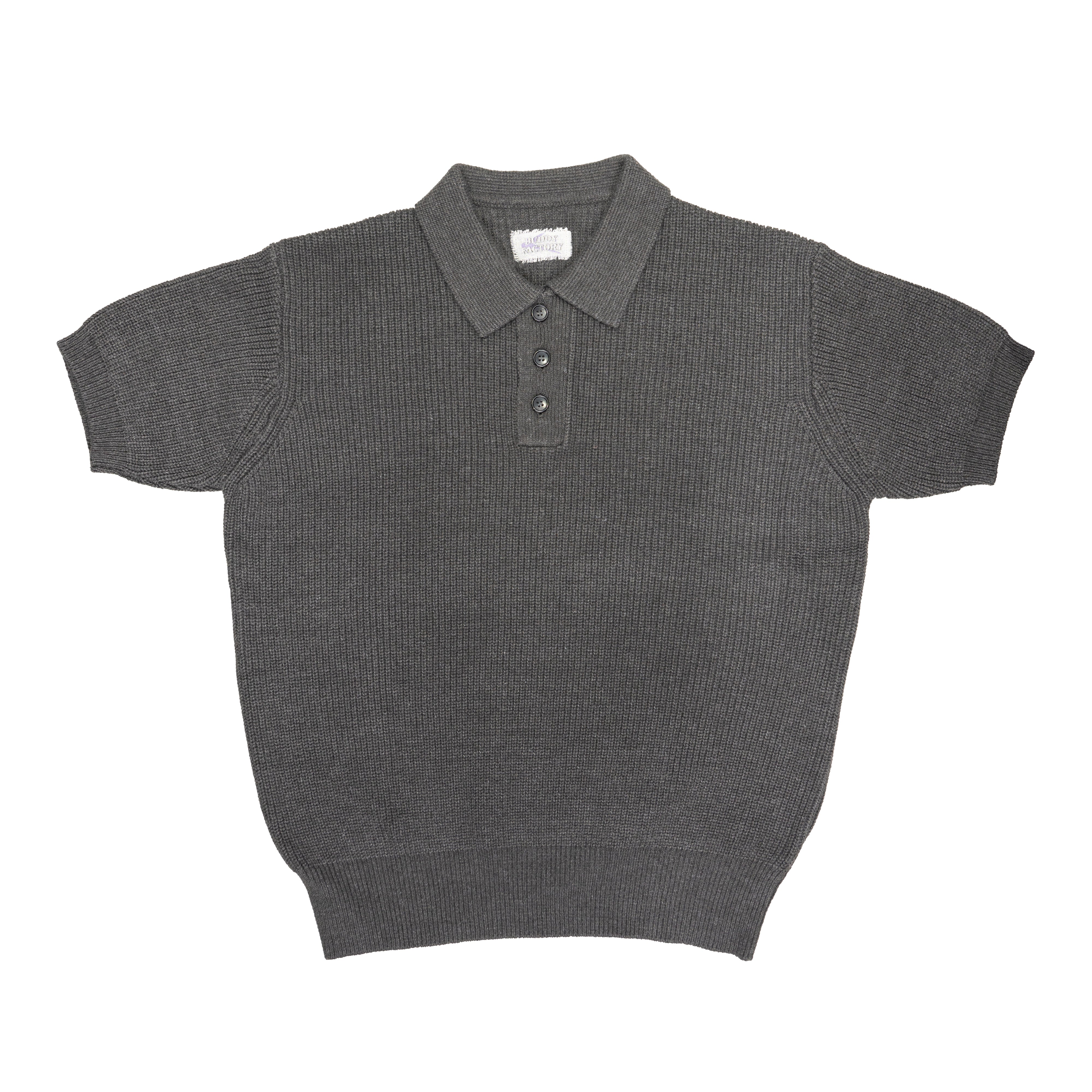 Knit Polo Shirt - Gray – BUDDY FACTORY