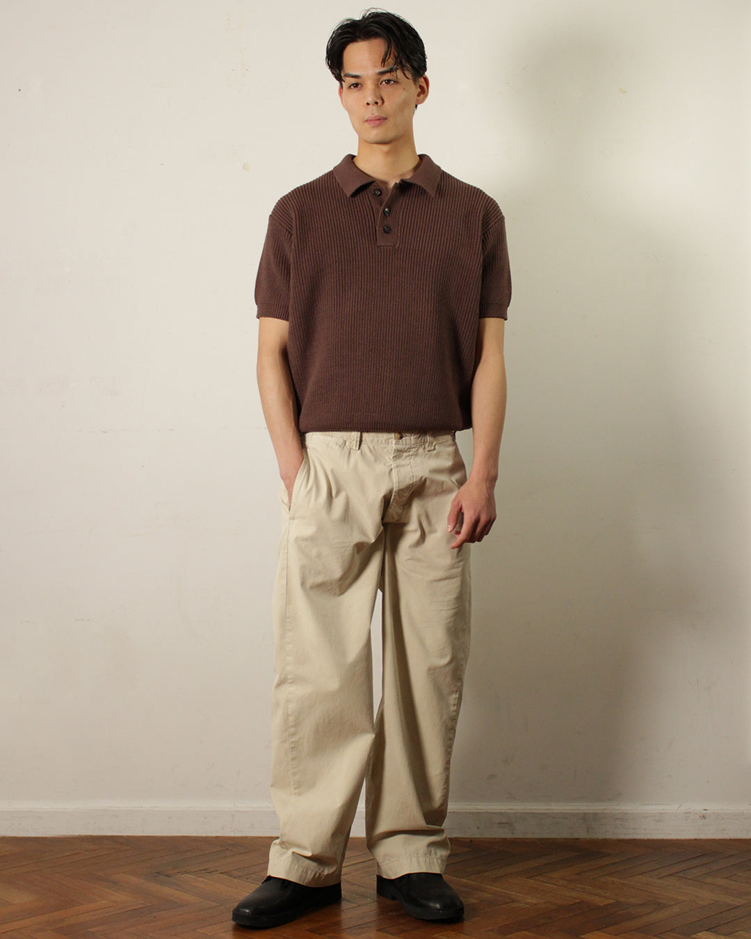 Knit Polo Shirt - Brown – BUDDY FACTORY