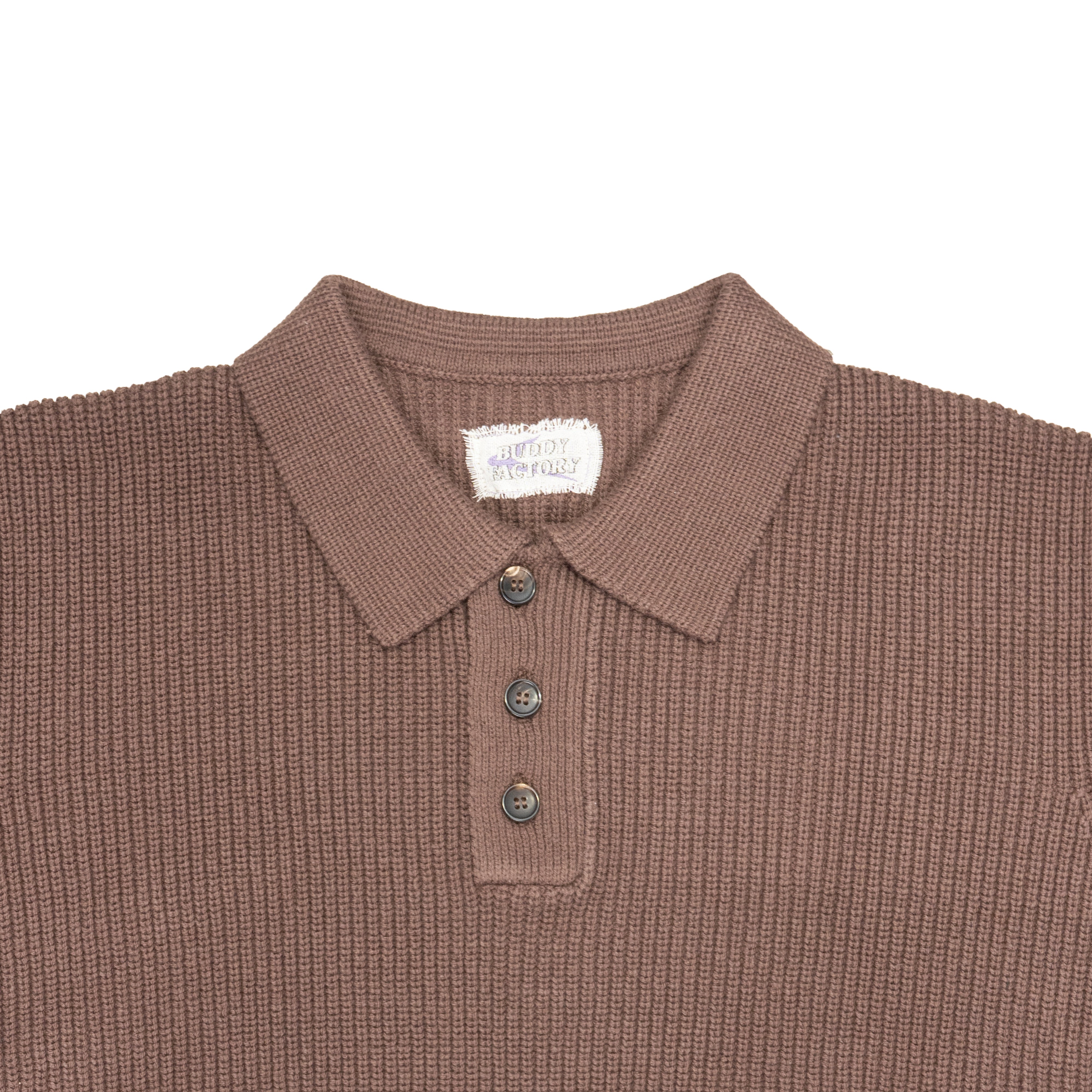 Knit Polo Shirt - Brown – BUDDY FACTORY