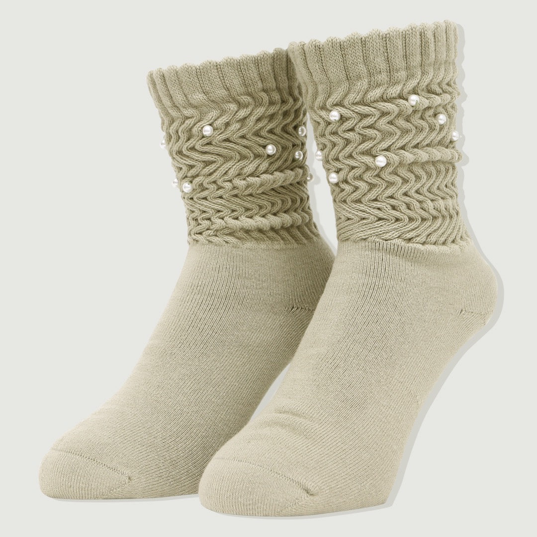 WHIMSY × Gemmy Jewelry / LOOSE GUAGE RIB SOCKS - BEG