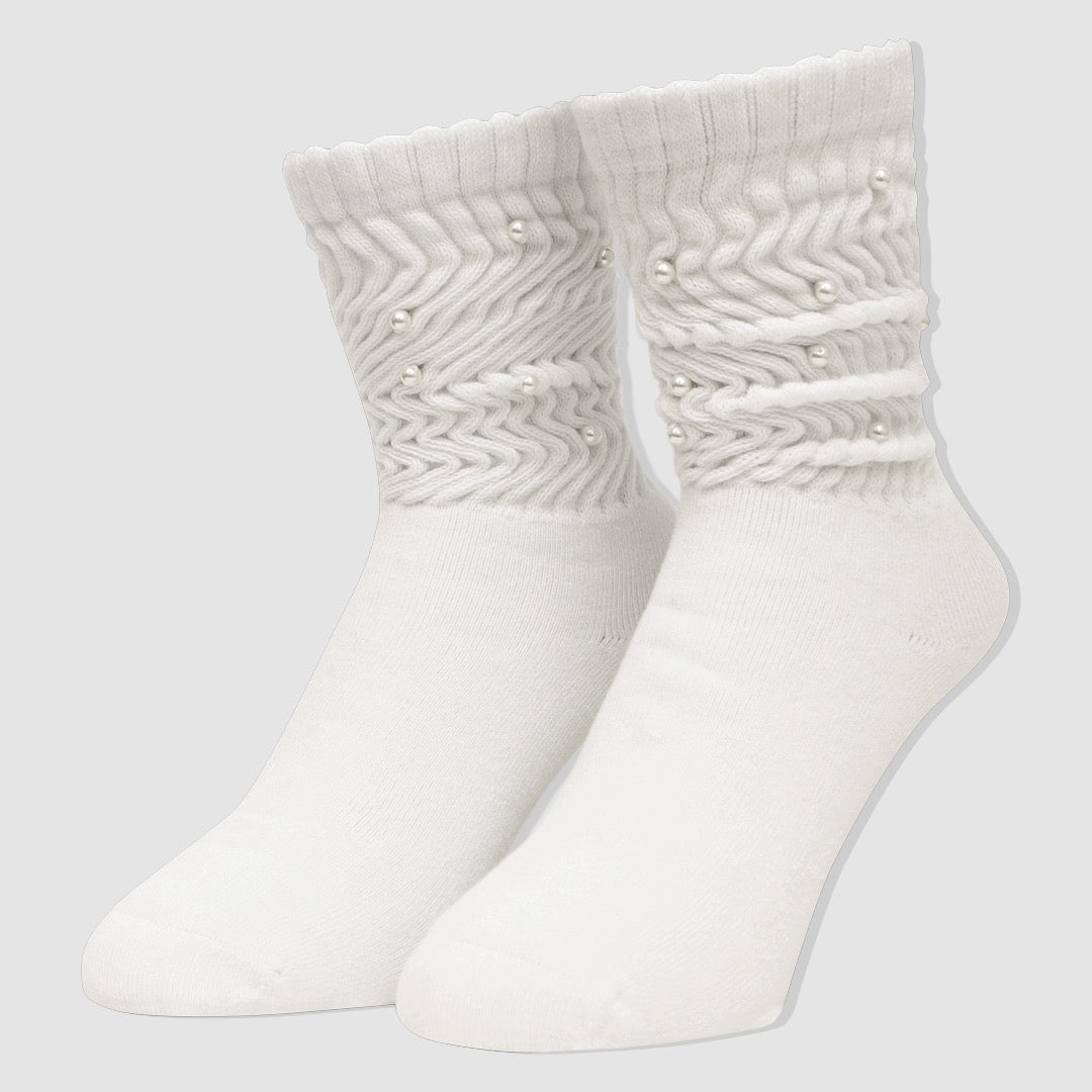 WHIMSY × Gemmy Jewelry / LOOSE GUAGE RIB SOCKS  - WHT